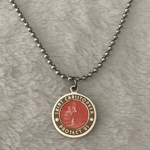 Saint Christopher Pendant Necklace Surf Friendship Good luck Medium Melon Blush